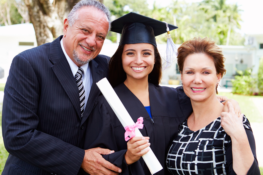 graduate student with parents